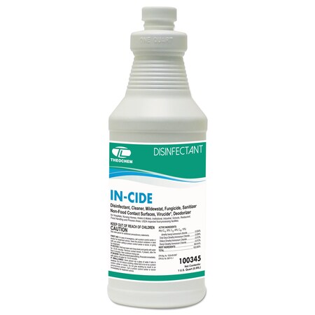 Theochem Laboratories In-Cide RTU Disinfectant, 32 oz Bottle, Fresh, 12PK 500156